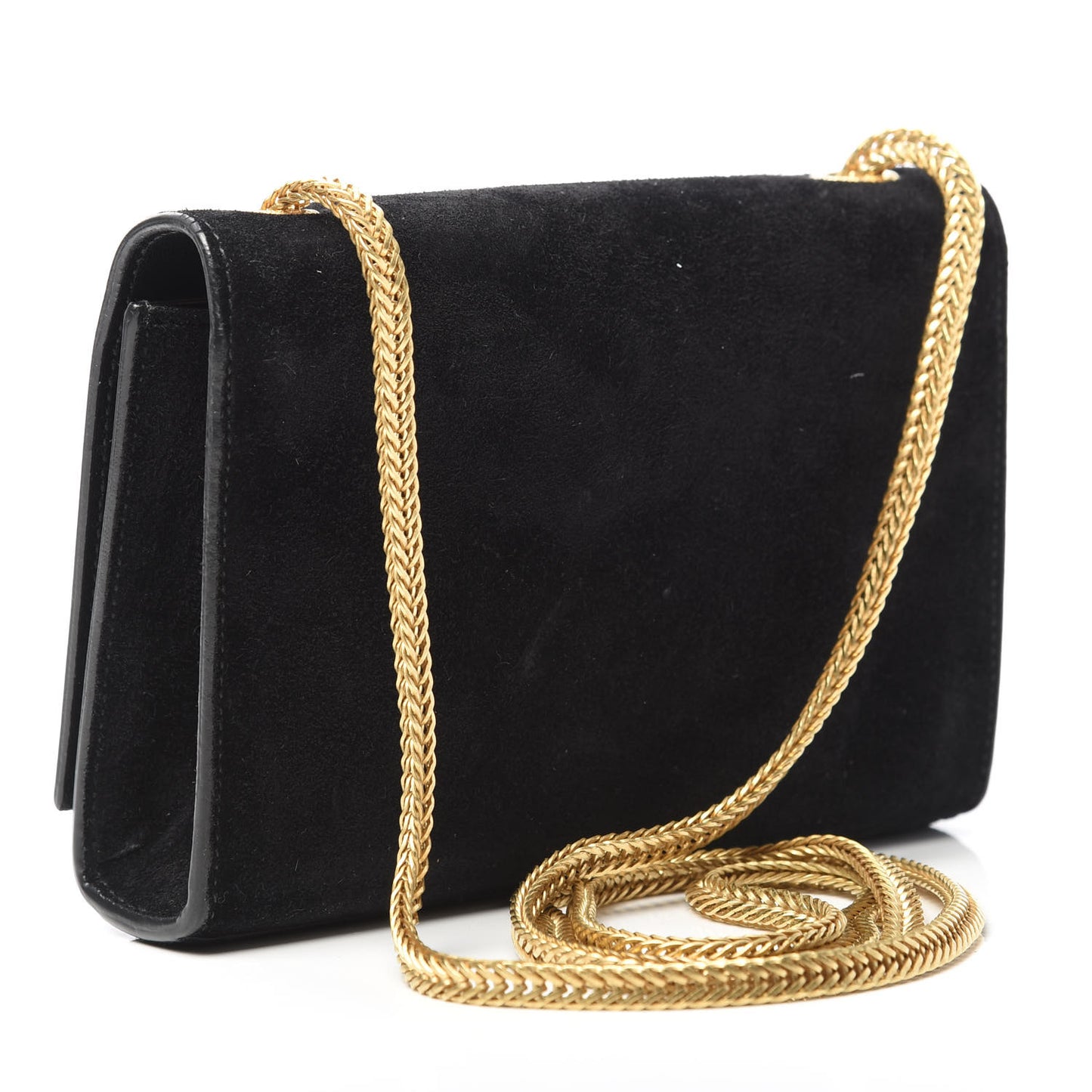 Suede Small Classic Monogram Kate Tassel Satchel Black