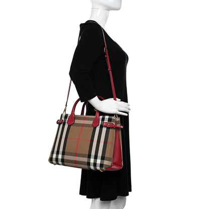 Burberry House Check Grainy Calfskin Medium Banner Tote Russet Red 2 of 12