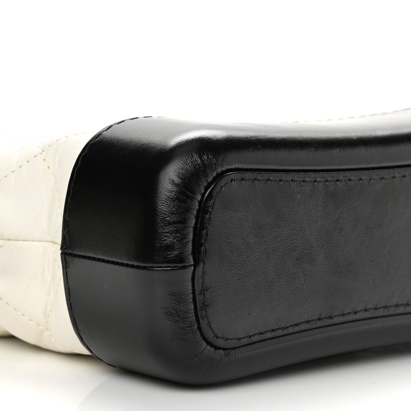 Aged Calfskin Quilted Small Gabrielle Hobo Black White