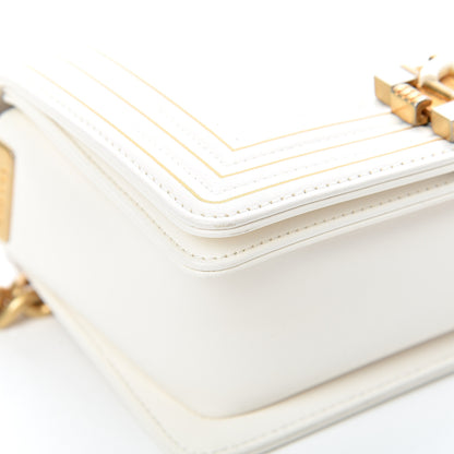 Chanel Lambskin Quilted Small Boy Studded Handle Flap White 8 of 15