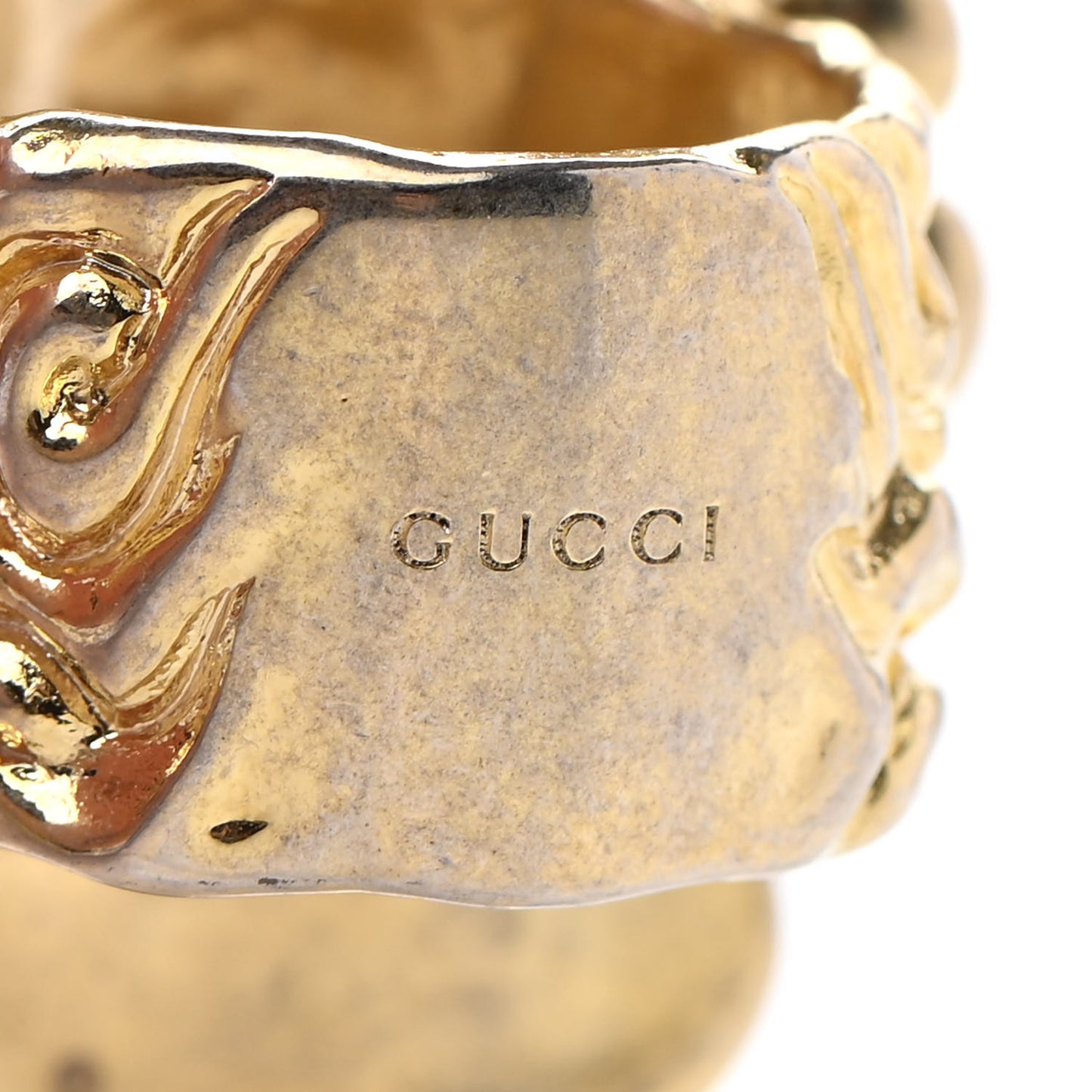 Metal Lion Head Ring M Aged Gold