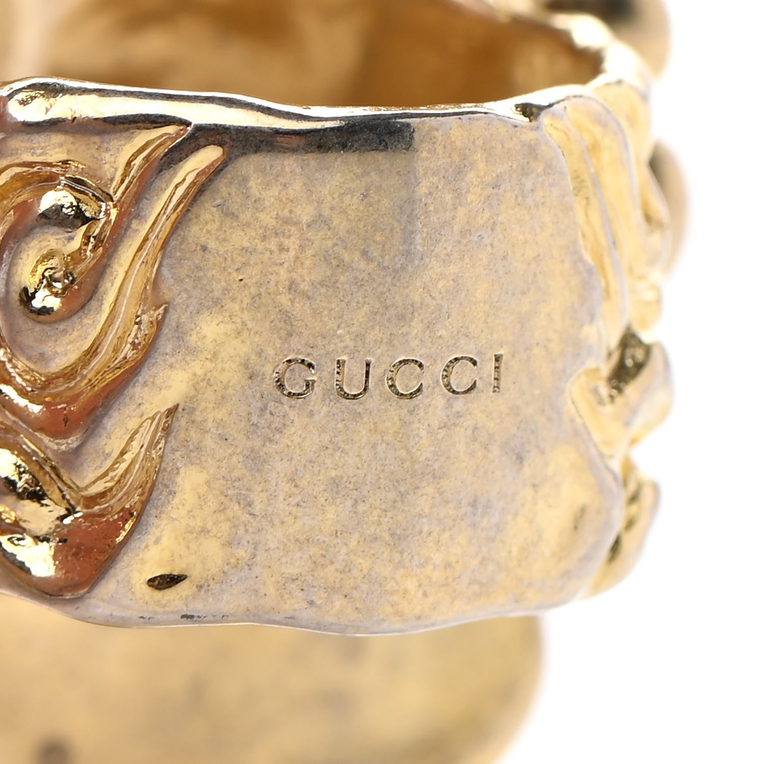 Gucci Metal Lion Head Ring M Aged Gold 5 of 9