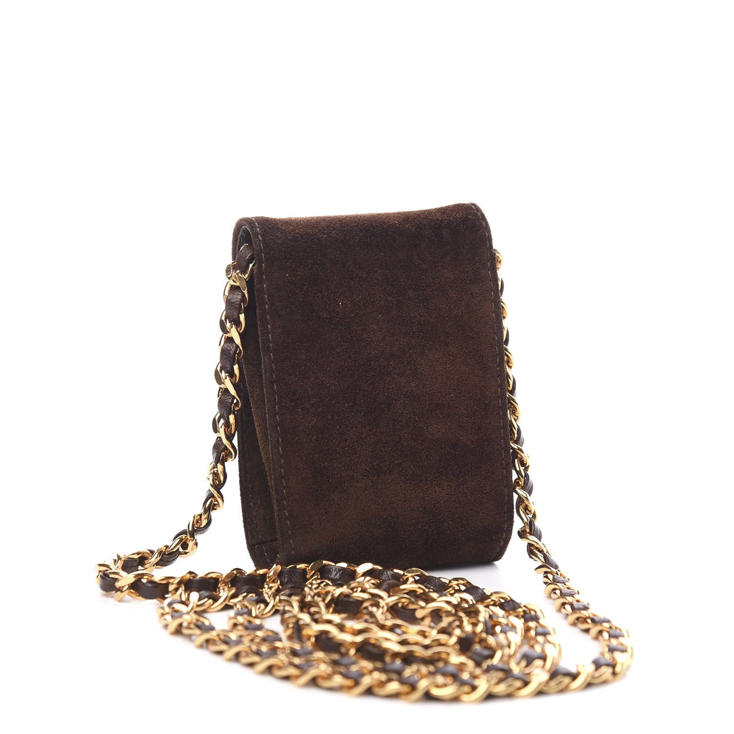 Suede Crossbody CC Phone Holder Brown