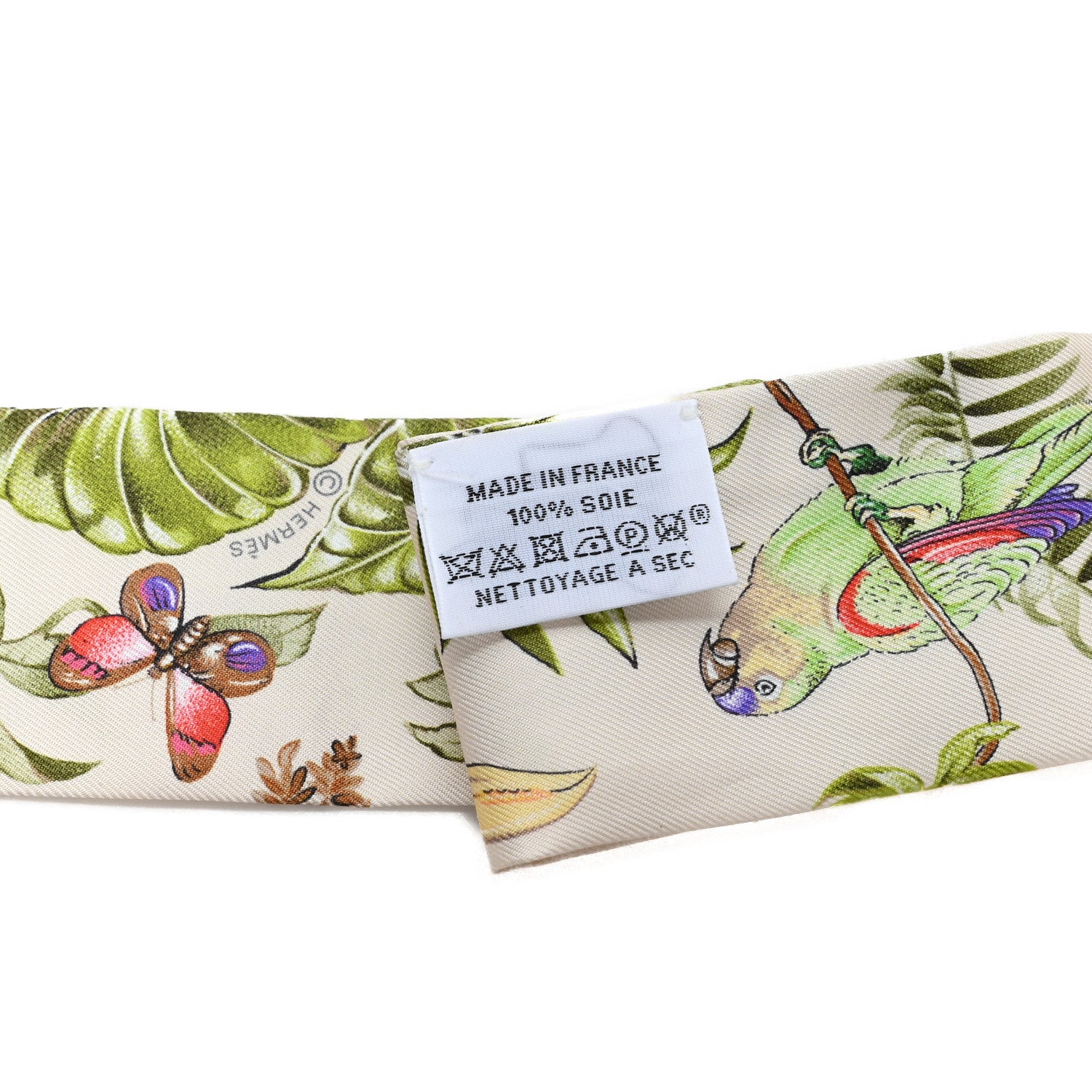 Hermes Silk Equateur Twilly Creme Vert Multicolore 3 of 3