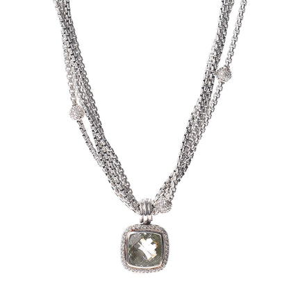 David Yurman Sterling Silver Diamond Prasiolite Multi Strand 20mm Albion Pendant Necklace 1 of 4