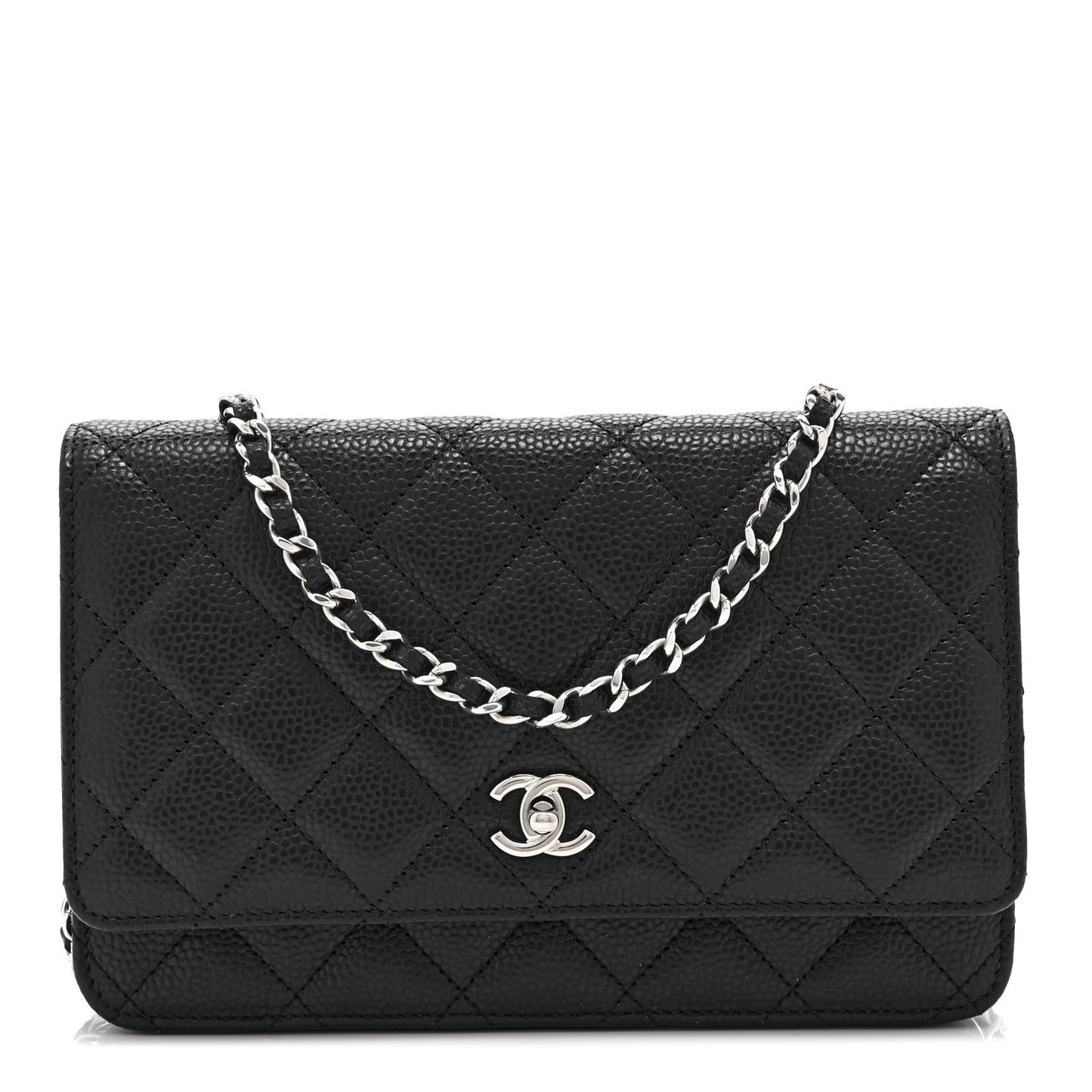Caviar Quilted CC Turnlock Wallet On Chain WOC Black