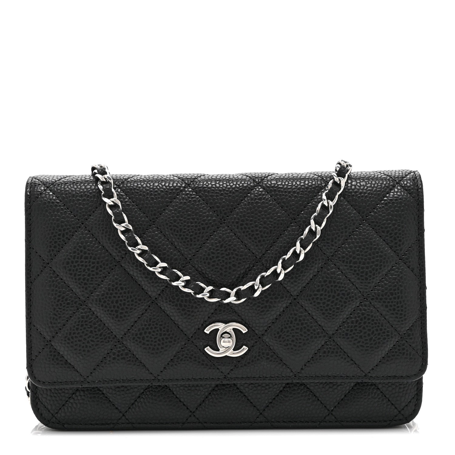 Chanel Caviar Quilted CC Turnlock Wallet On Chain WOC Black 1 of 12