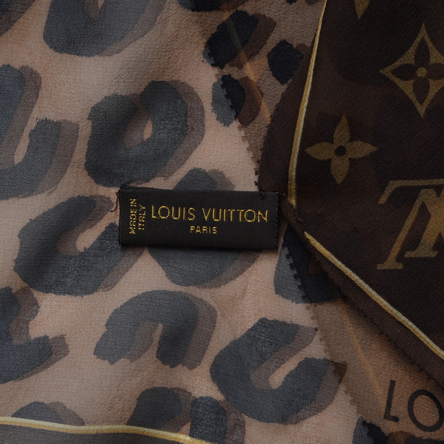 Louis Vuitton Silk Crepe Leopard Monogram Scarf 5 of 6