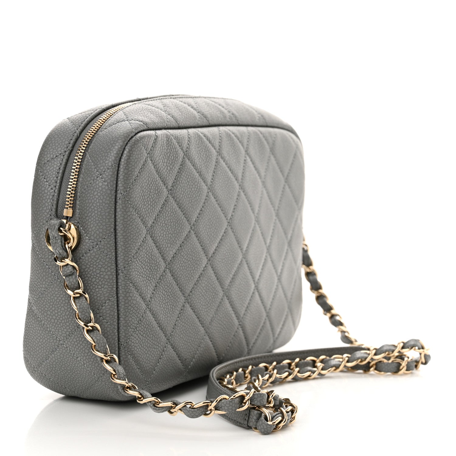 Chanel Iridescent Caviar Flat Quilted Small Coco Tassel Camera Case Grey 3 of 12