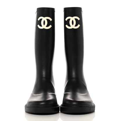 Chanel Caoutchouk CC High Boots 37 Black 2 of 8