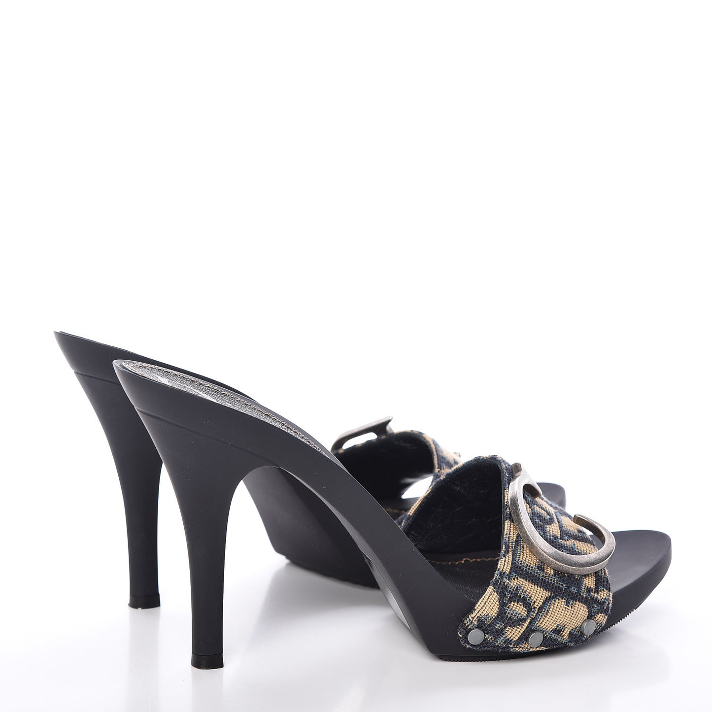 Canvas Monogram Sandals 38.5 Blue Marine