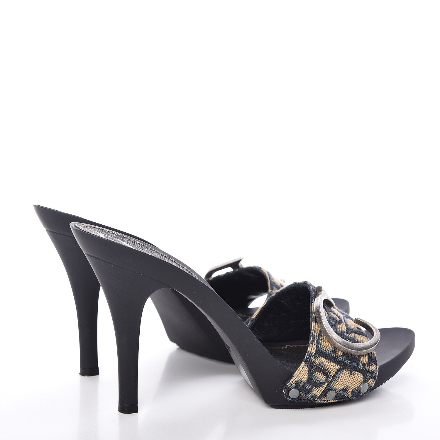 Christian Dior Canvas Monogram Sandals 38.5 Blue Marine 4 of 11