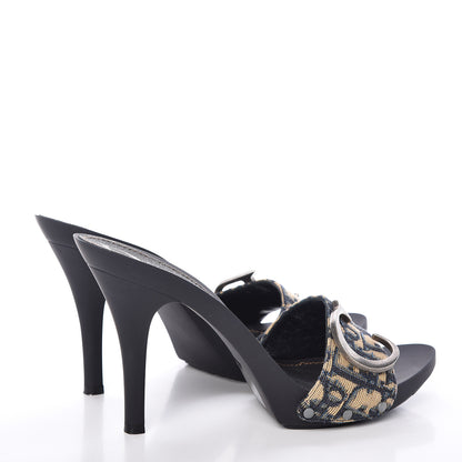 Christian Dior Canvas Monogram Sandals 38.5 Blue Marine 4 of 11