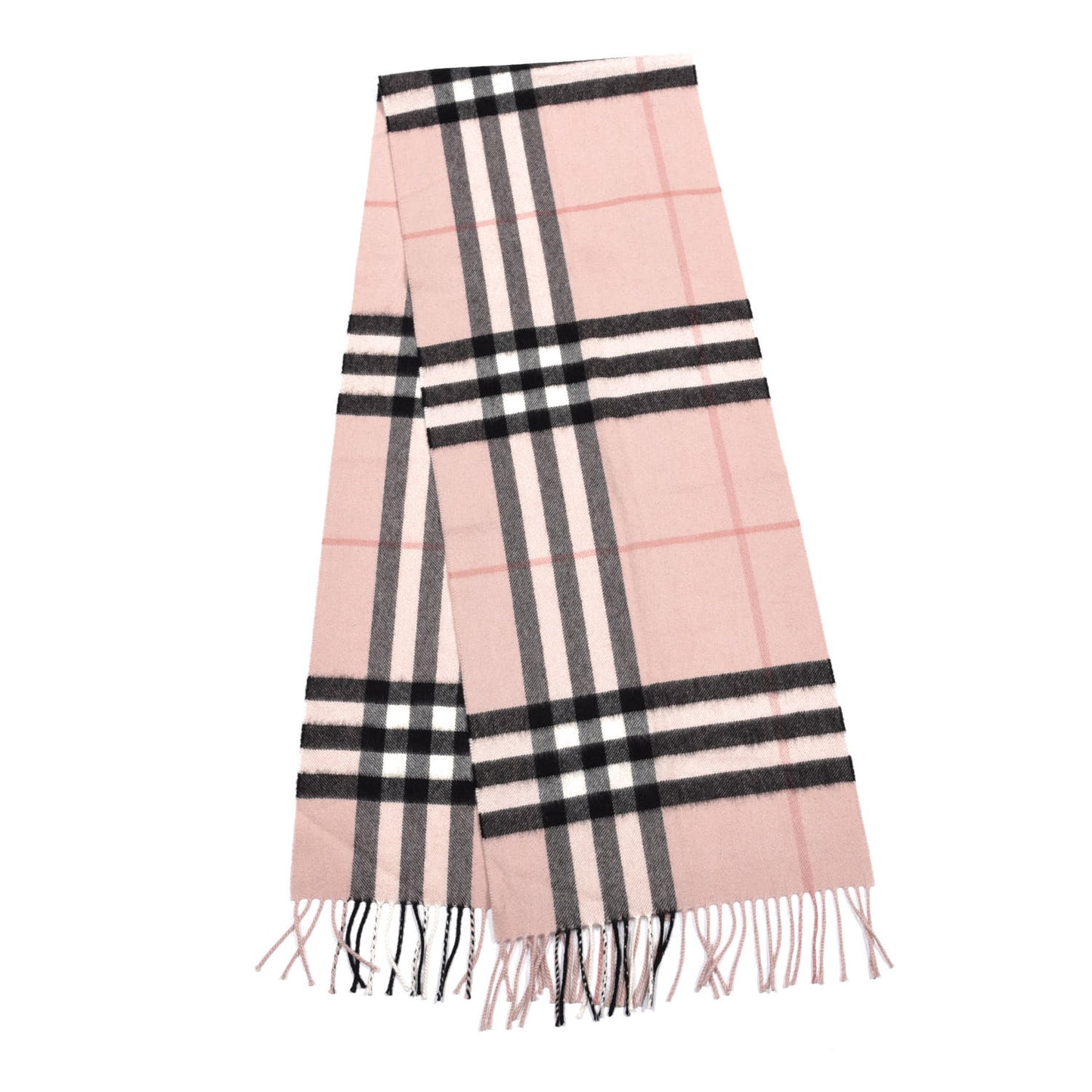 Cashmere Giant Heritage Check Fringe Scarf Ash Rose