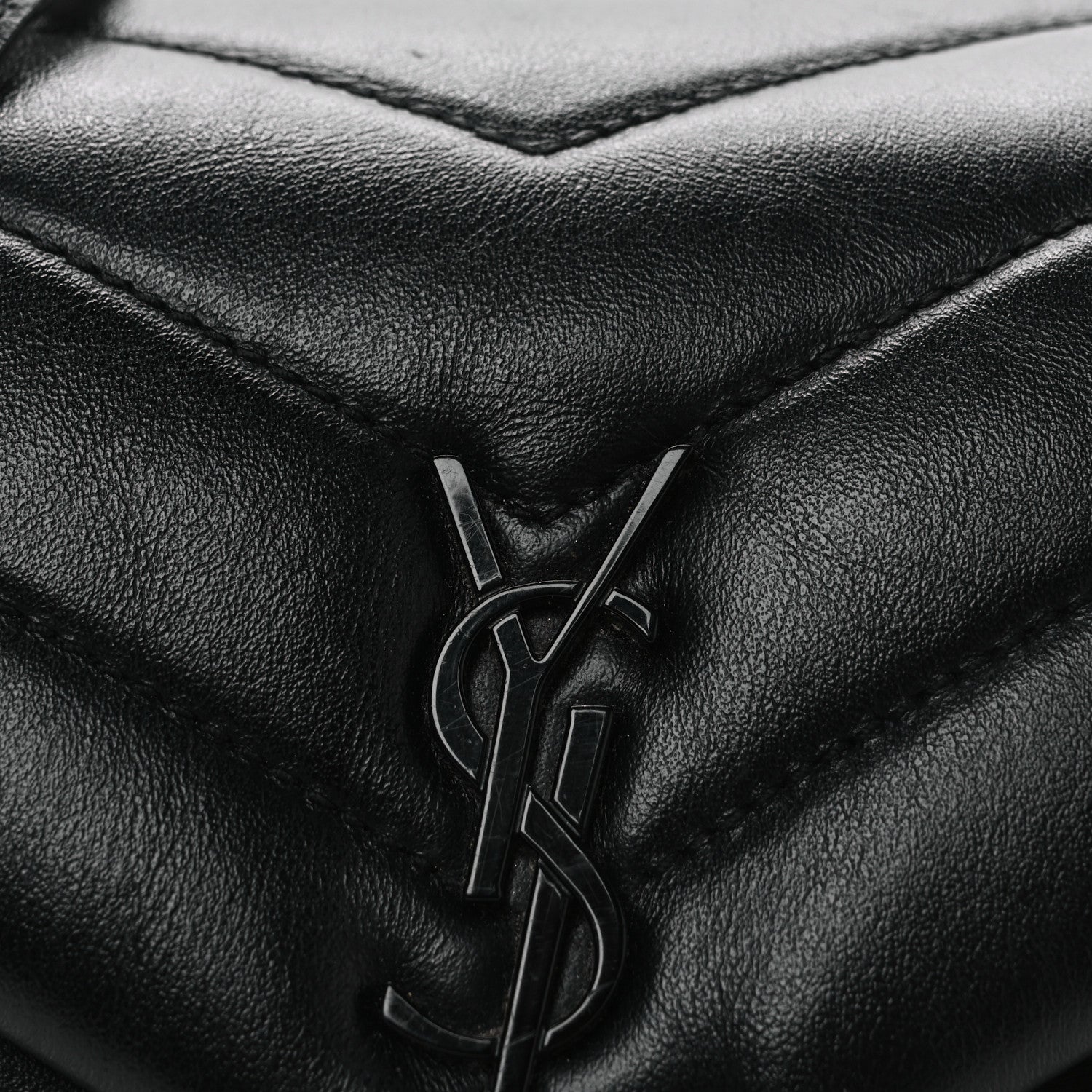 Saint Laurent Calfskin Y Quilted Monogram Monochrome Toy Loulou Crossbody Bag Black 8 of 11