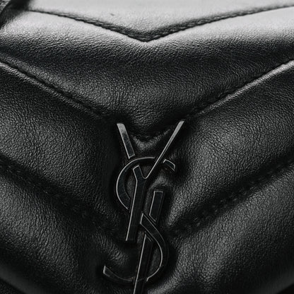 Saint Laurent Calfskin Y Quilted Monogram Monochrome Toy Loulou Crossbody Bag Black 8 of 11