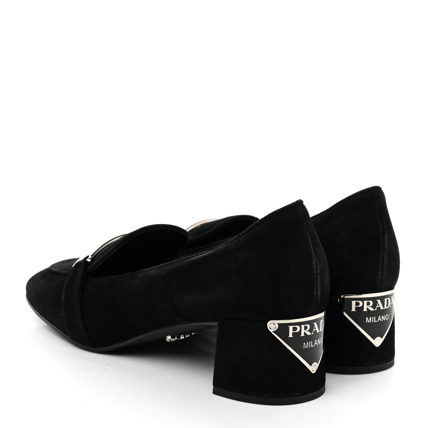 Camoscio Metal Triangle Logo Loafers 37.5 Black