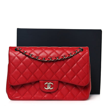 Chanel Caviar Quilted Jumbo Double Flap Red 18 of 18