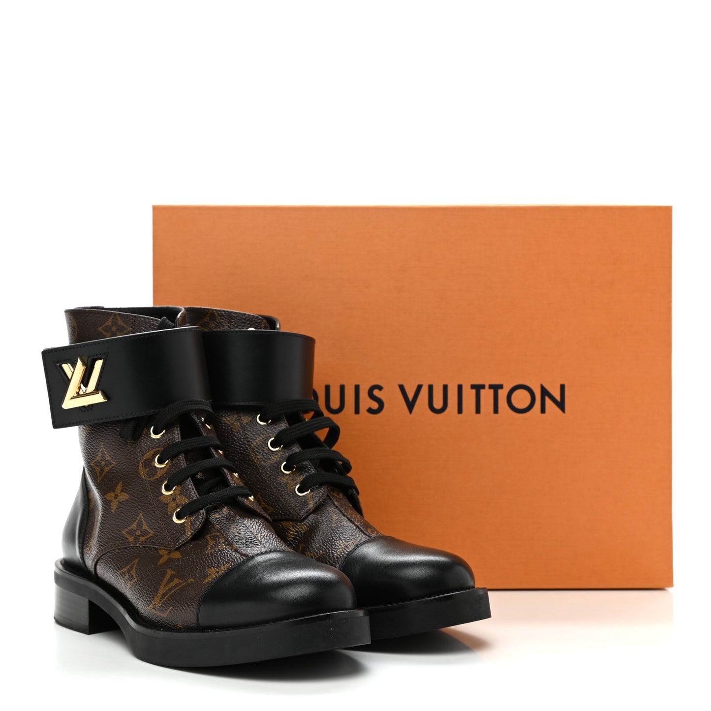 Calfskin Monogram Wonderland Flat Ranger Boots 38 Black
