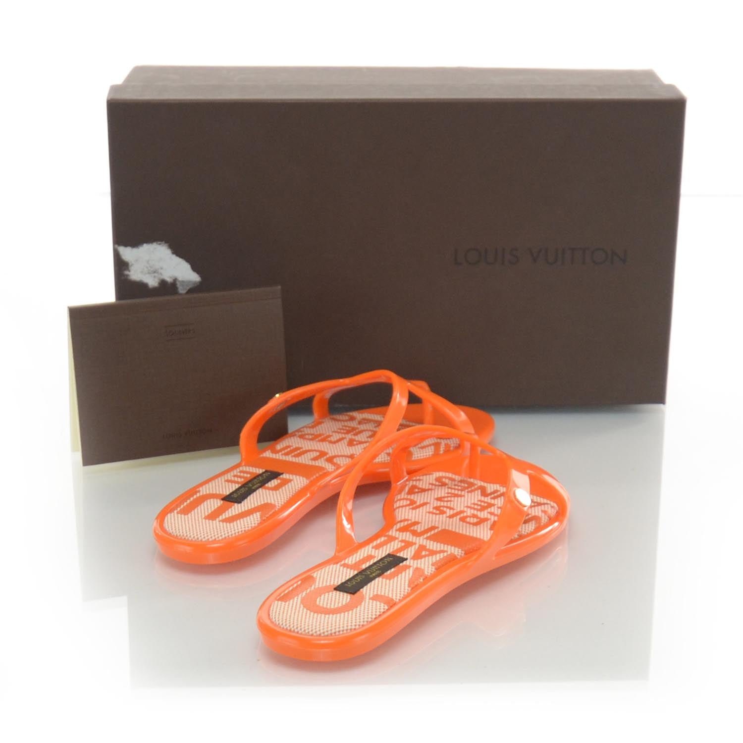 Louis Vuitton Plastic Flat Thong Sandals Orange 36 3 of 6
