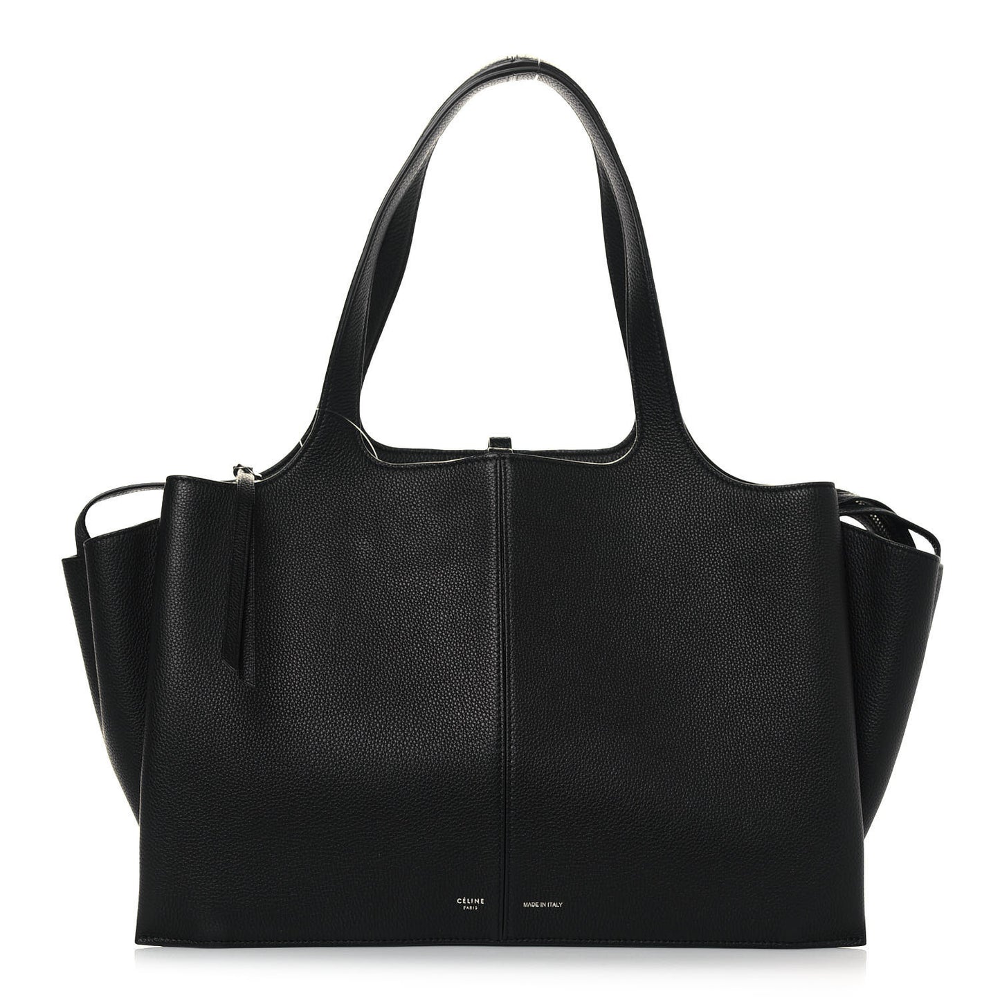 Baby Grained Calfskin Medium Tri-Fold Bag Black