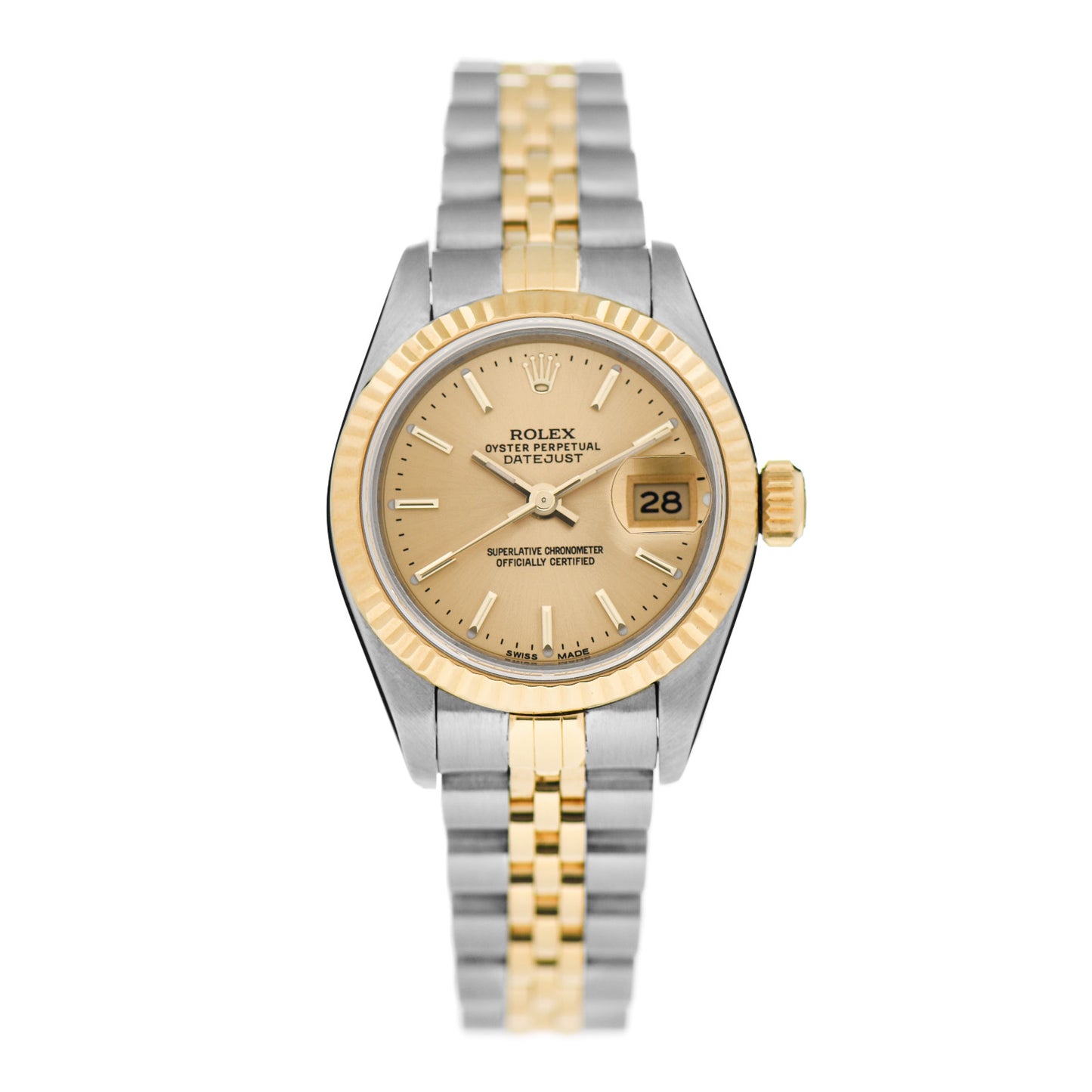 Stainless Steel 18K Yellow Gold 26mm Oyster Perpetual Datejust Watch Champagne 69173