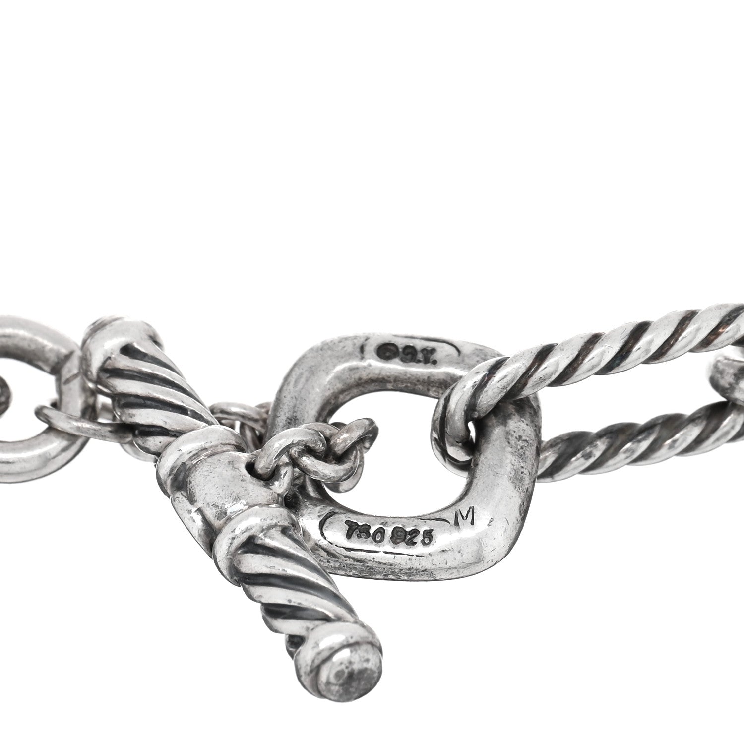 David Yurman Sterling Silver 18K Yellow Gold Tahitian Pearl Figaro Chain Bracelet 3 of 3
