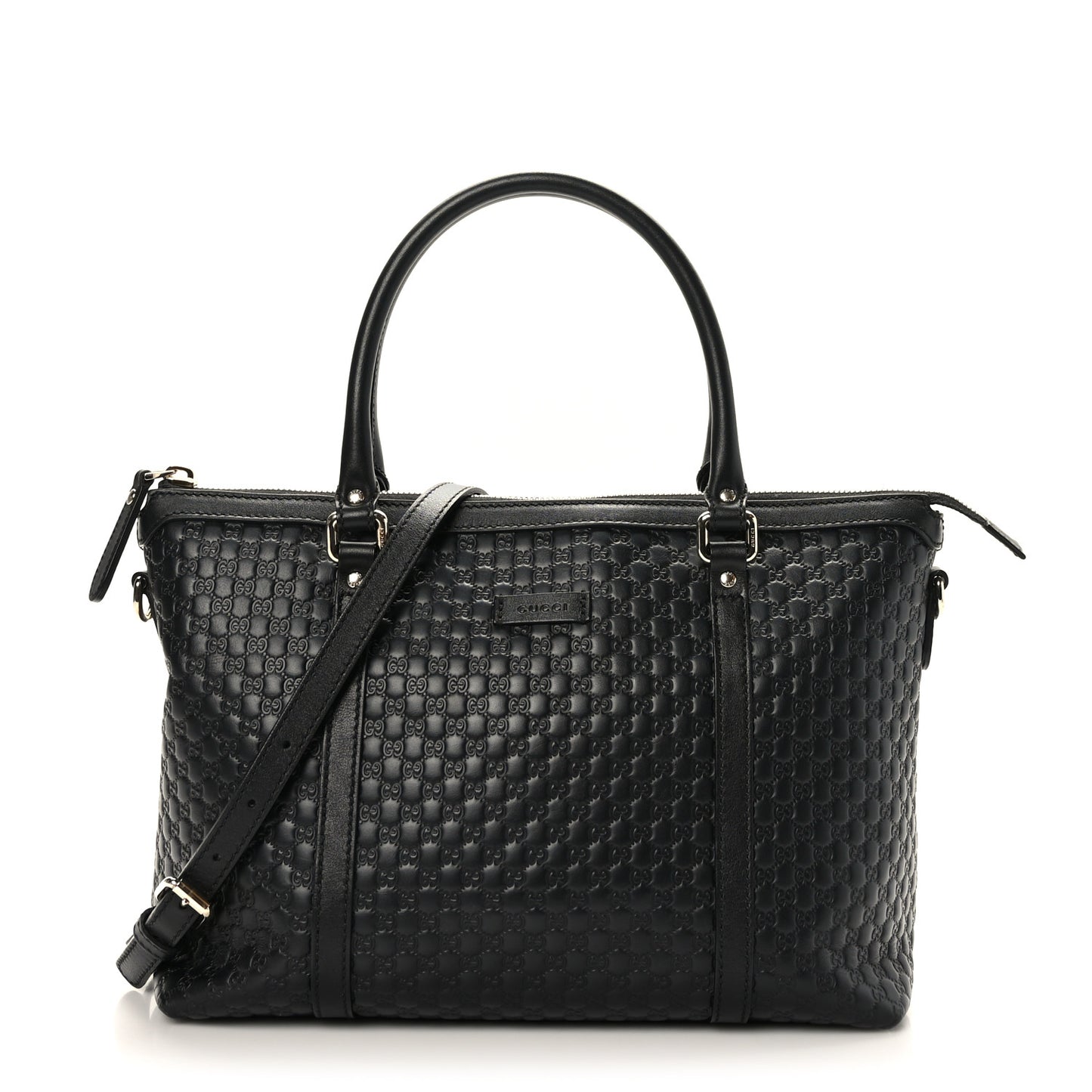 Soft Microguccissima Small Zippered Satchel Black