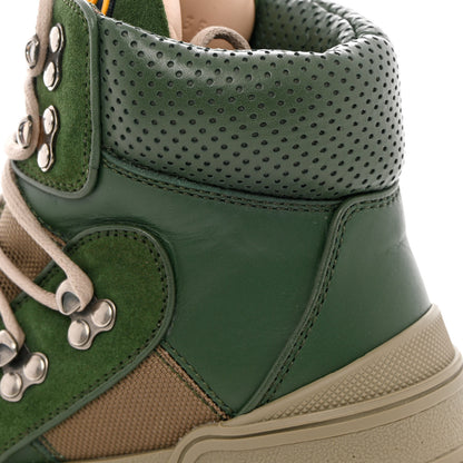 Gucci X SEGA Calfskin Suede Technical Canvas Womens Flashtrek High-Top Sneakers 35.5 Olive Green Ardesia 11 of 14