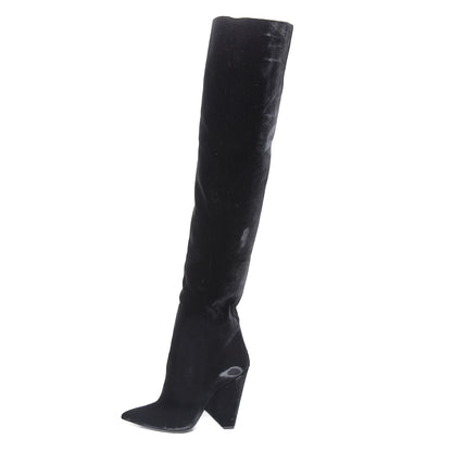Saint Laurent Velvet Niki 105 Thigh High Boots 38.5 Black 1 of 9