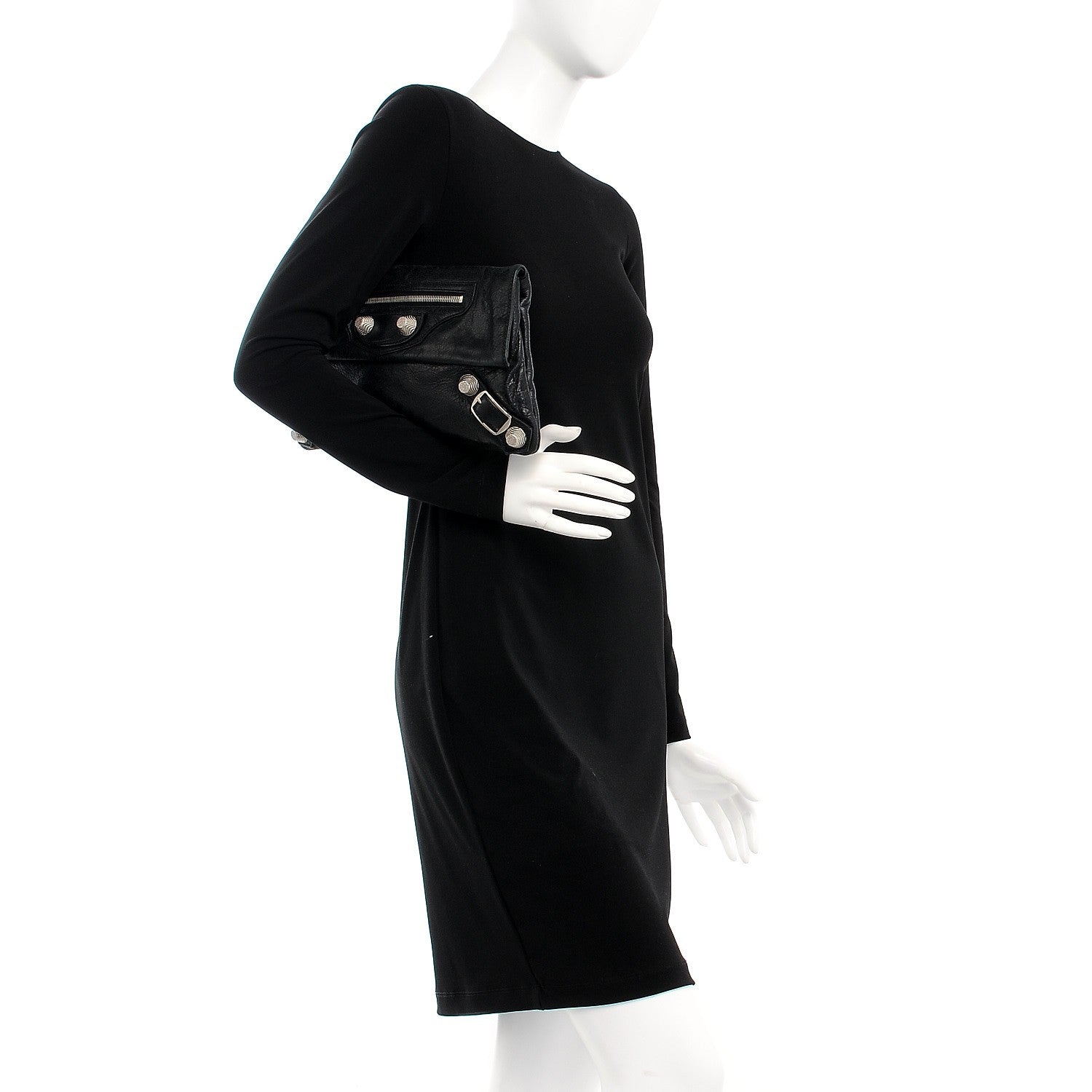 Balenciaga Agneau Giant 21 Silver Hardware Envelope Clutch Black 2 of 10