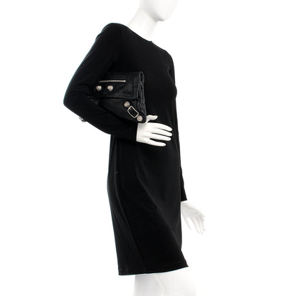 Balenciaga Agneau Giant 21 Silver Hardware Envelope Clutch Black 2 of 10