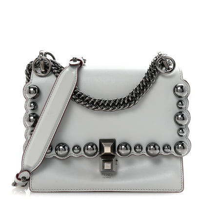 Fendi Vitello Liberty Scalloped Studded Small Kan I Shoulder Bag Grigio Perla 1 of 10