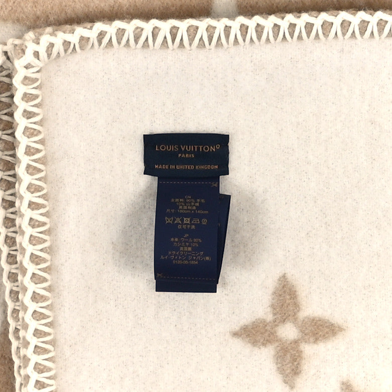 Louis Vuitton Wool Cashmere Monogram Blanket Beige 3 of 3