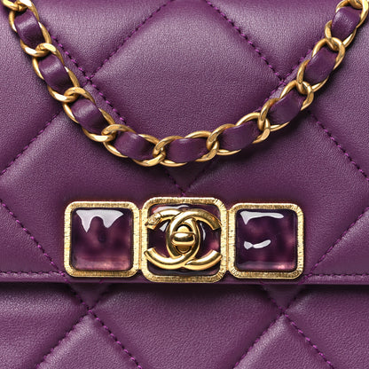 Chanel Calfskin Resin Quilted Mini Flap Purple 8 of 12