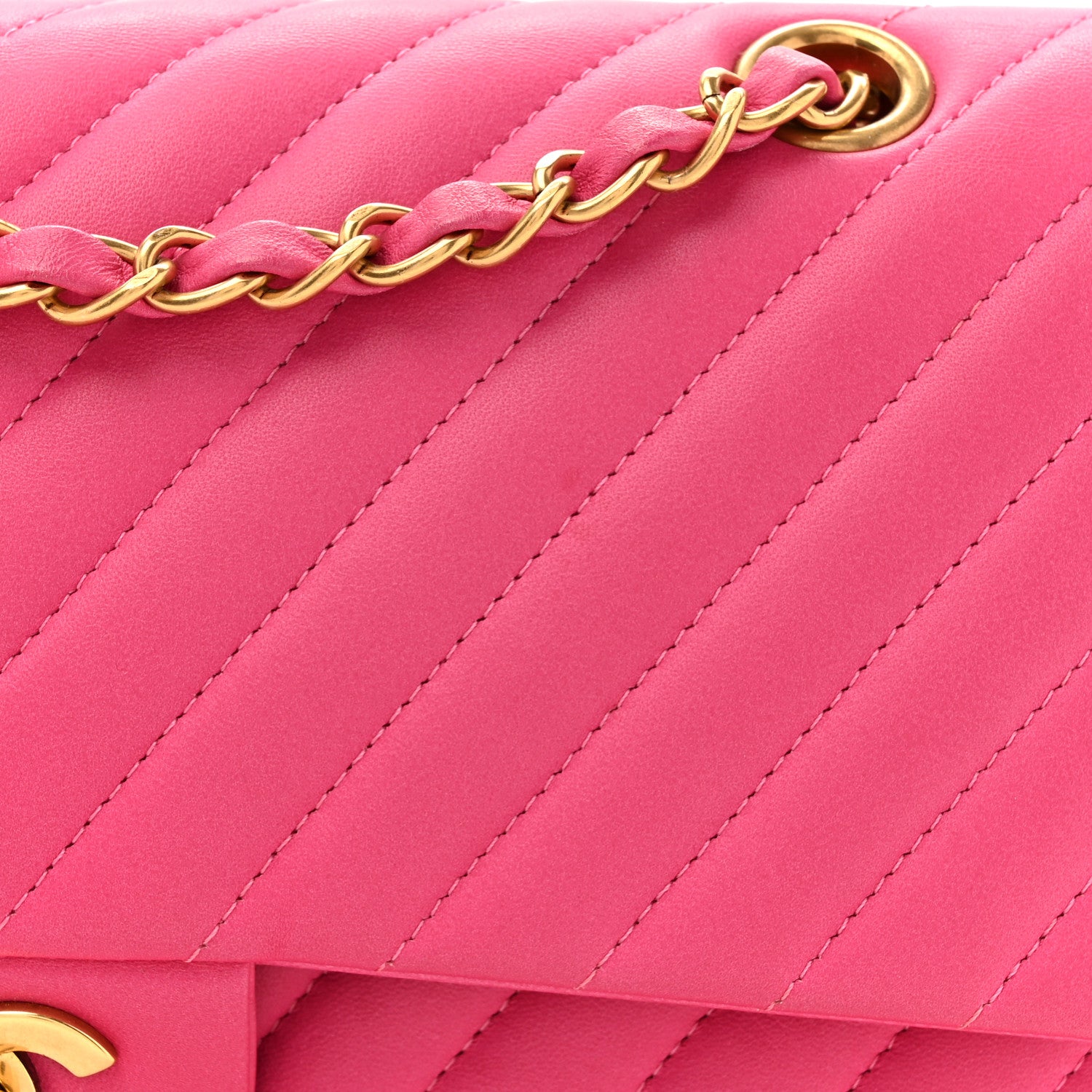 Chanel Lambskin Chevron Quilted Medium Double Flap Pink 8 of 18