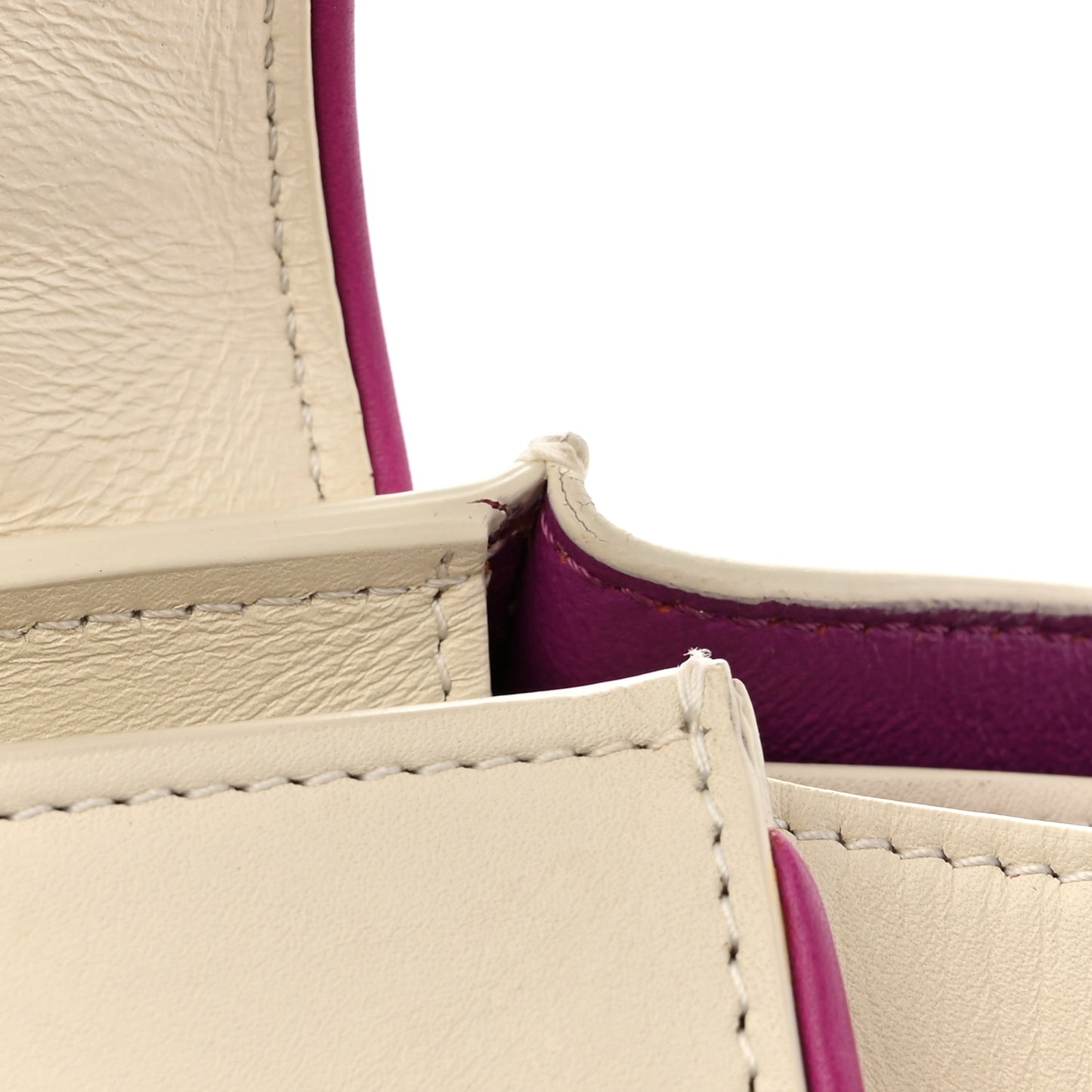 Smooth Calfskin Small Trapeze White Magenta