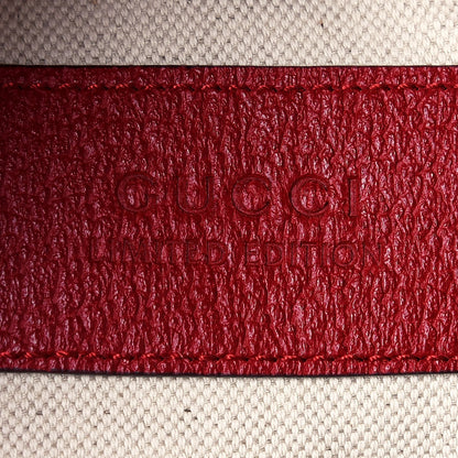 Gucci GG Supreme Monogram Web Bosco Patch Dome Backpack Beige Malva Hibiscus Red 8 of 13