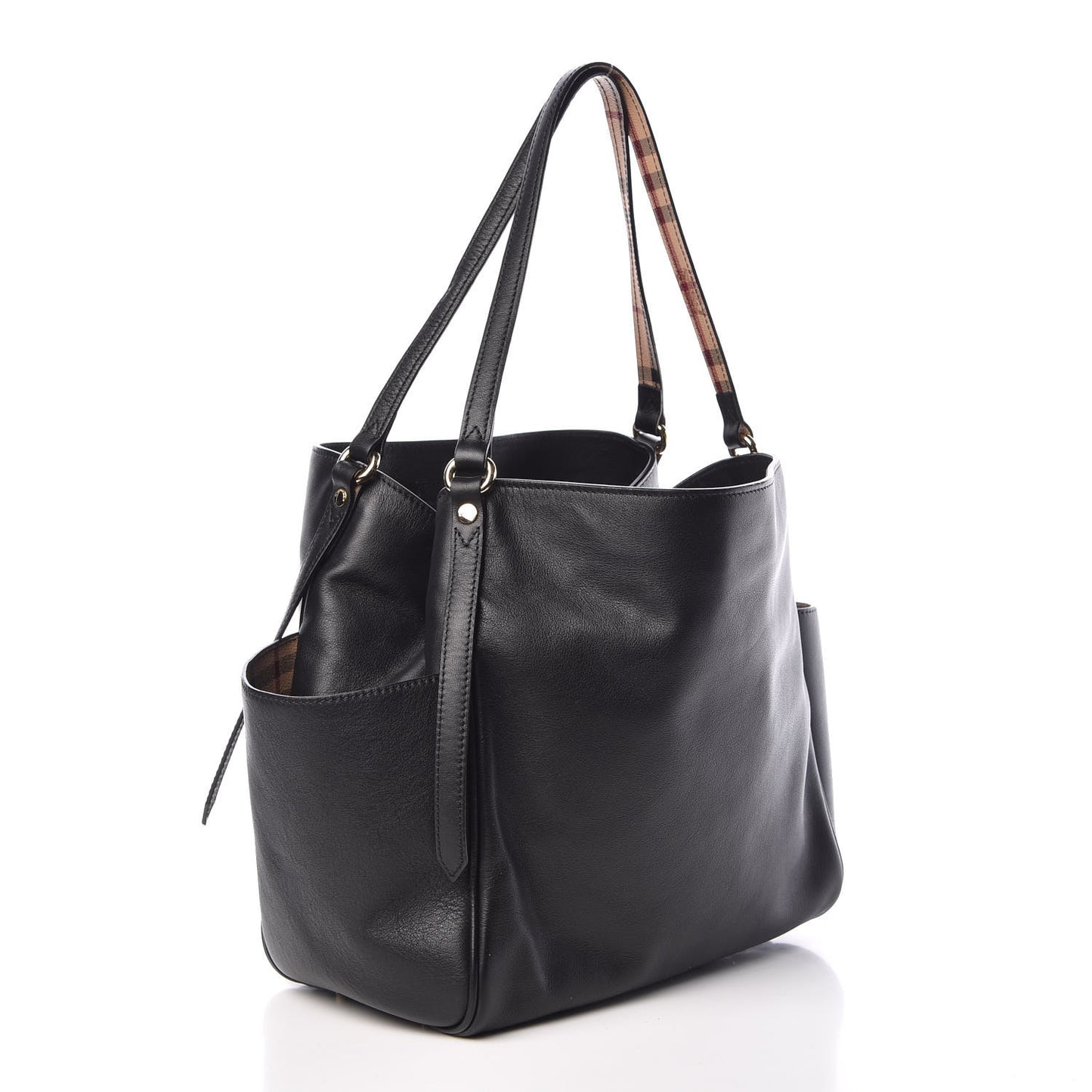 Calfskin Haymarket Check Small Canterbury Tote Black