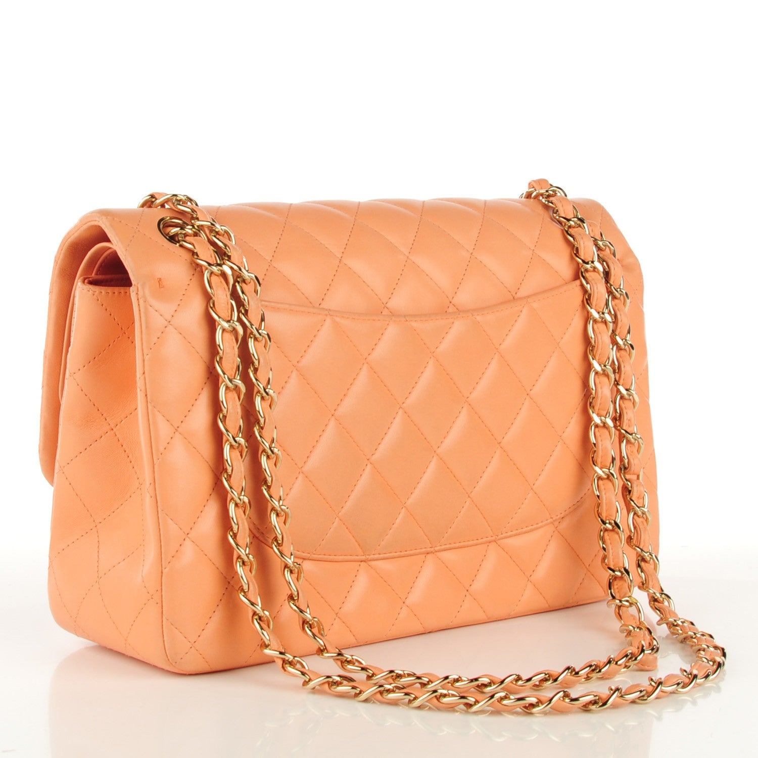 Chanel Lambskin Quilted Jumbo Double Flap Light Orange 3 of 9
