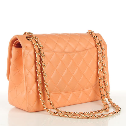 Chanel Lambskin Quilted Jumbo Double Flap Light Orange 3 of 9