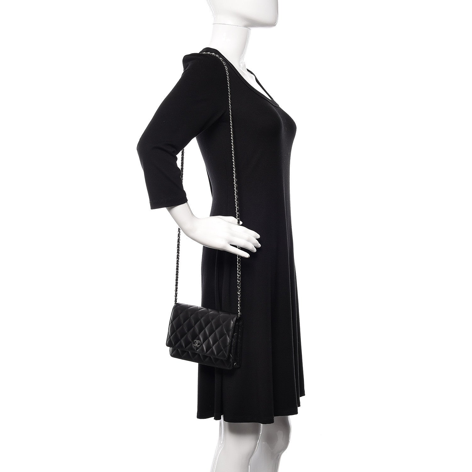 Chanel Lambskin Quilted Wallet On Chain WOC Black 2 of 11