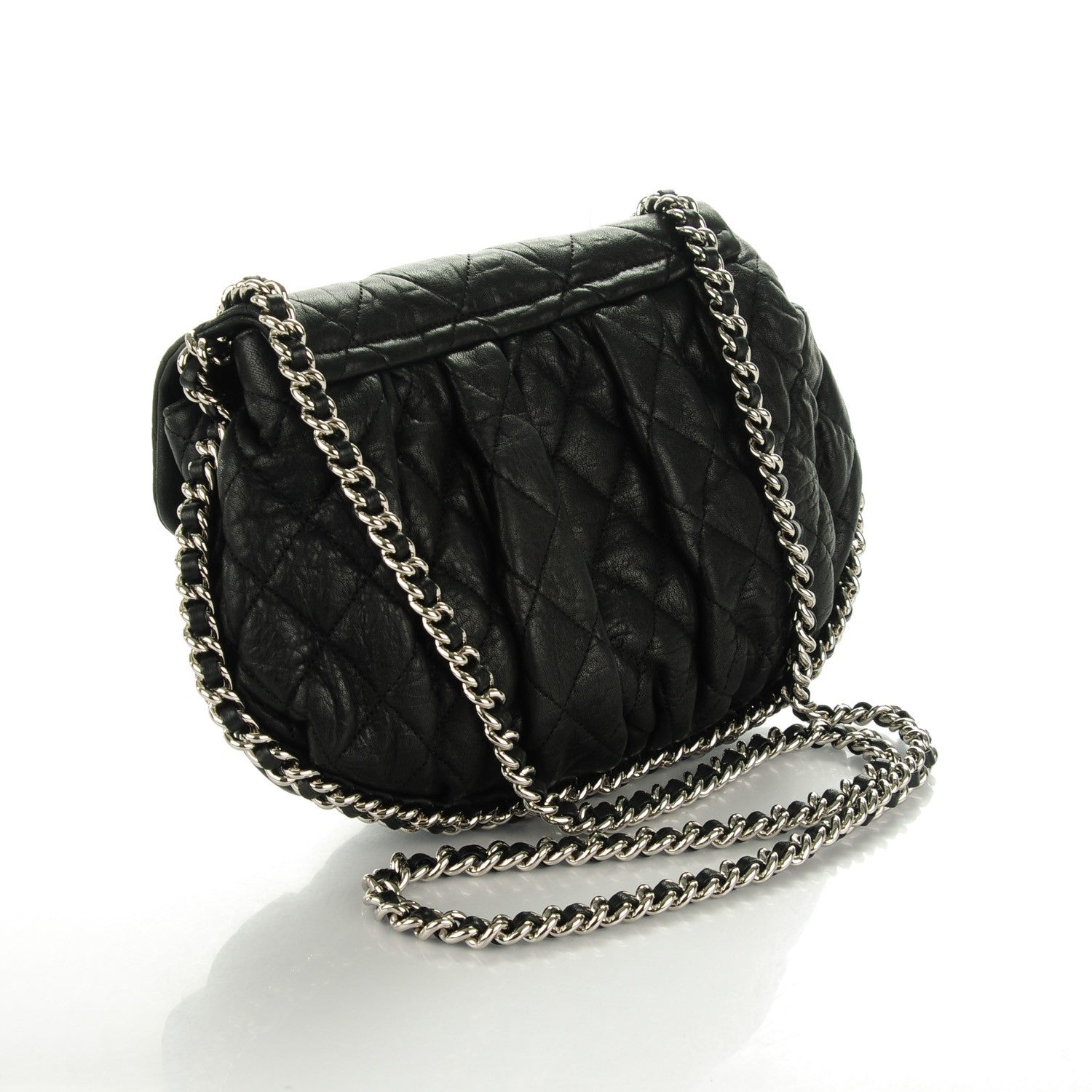 Chanel Washed Lambskin Quilted Medium Chain Around Messenger Black 3 of 7