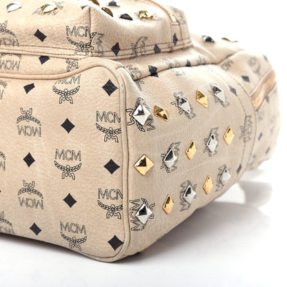 MCM Visetos Medium Studded Stark Backpack Beige 10 of 11