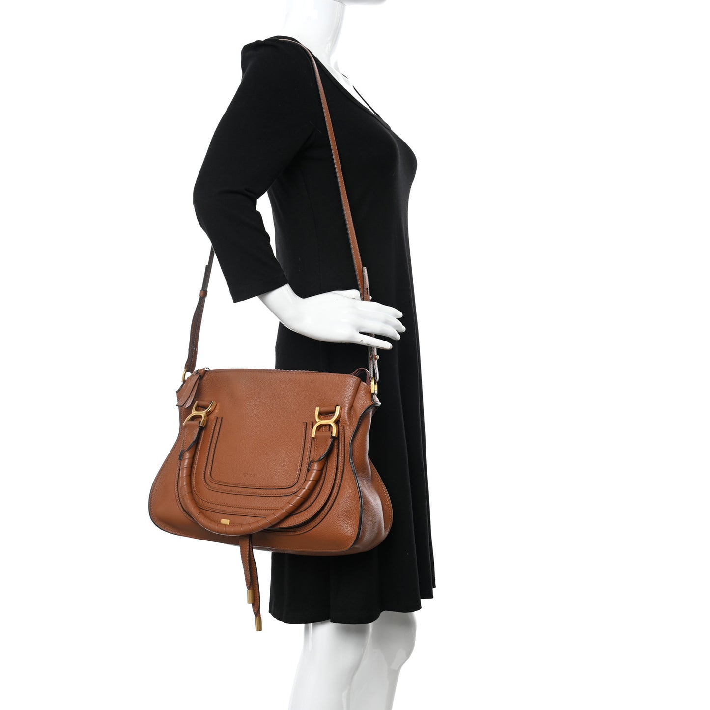 Calfskin Medium Marcie Satchel Tan