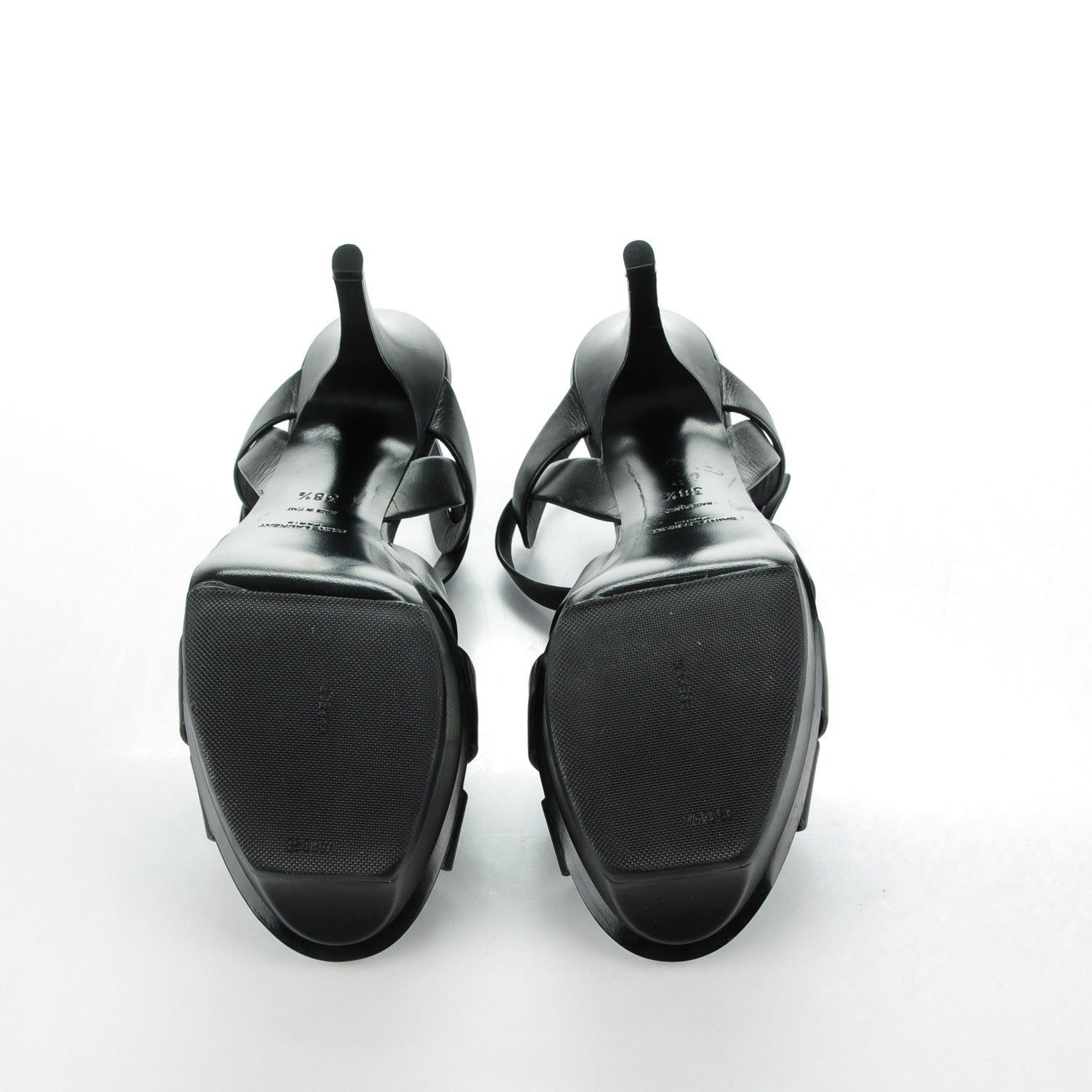 Saint Laurent Calfskin Tribute 75 Platform Sandals 38.5 Black 5 of 8