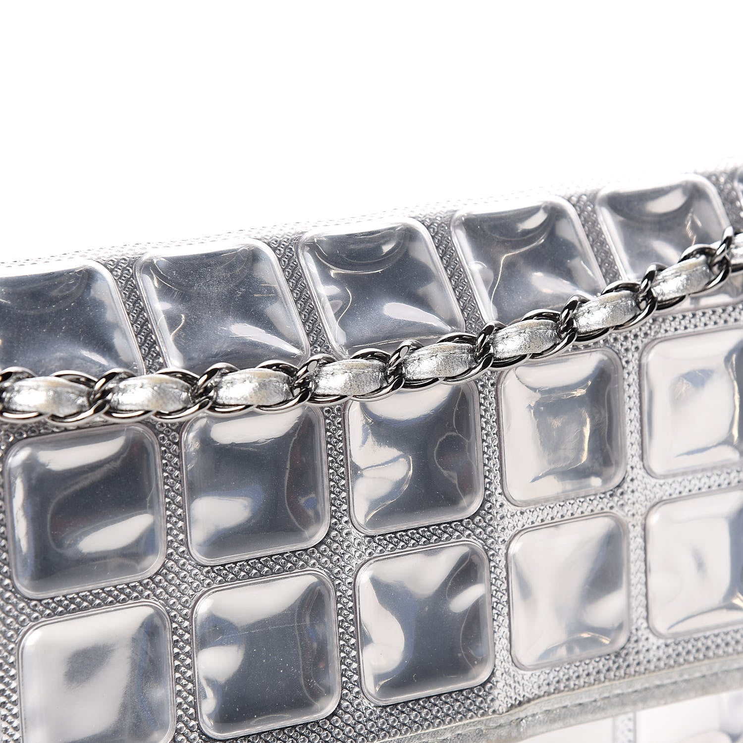 Chanel Vinyl Large Ice Cube Flap Silver 14 of 14