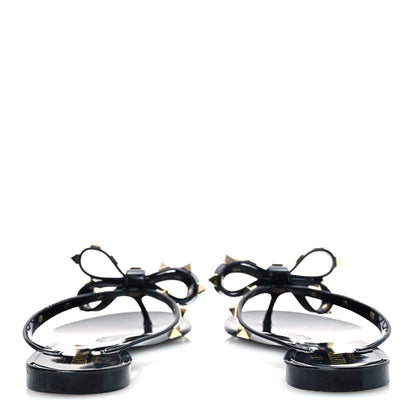 Valentino Garavani PVC Jelly Rockstud Bow Thong Sandals 38 Black 13 of 24
