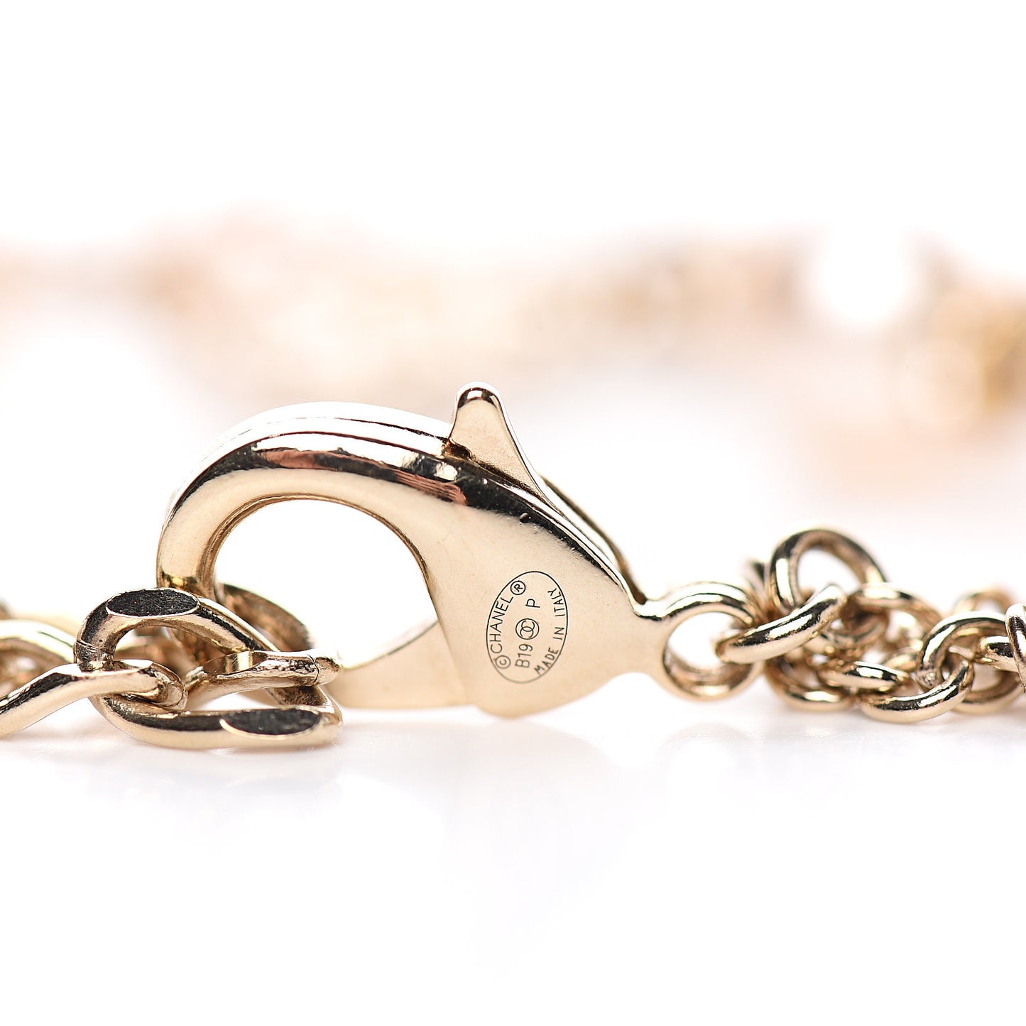 Pearl Crystal CC Bracelet Gold