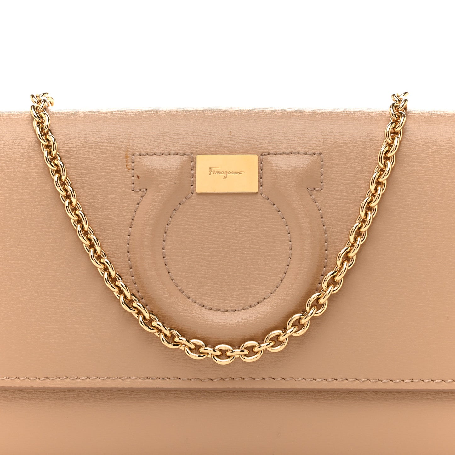 Calfskin City Wallet On Chain Almond